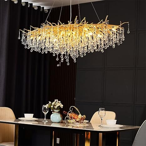 Carmona Crystal Chandelier, Tree Branch Chandelier, Raindrop Ceiling Pendant Hanging Light Fixture