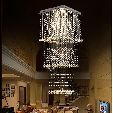 PQG 4 Light Magna Raindrop Crystal Chandelier Modern Staircase Ceiling Light Fixture-1